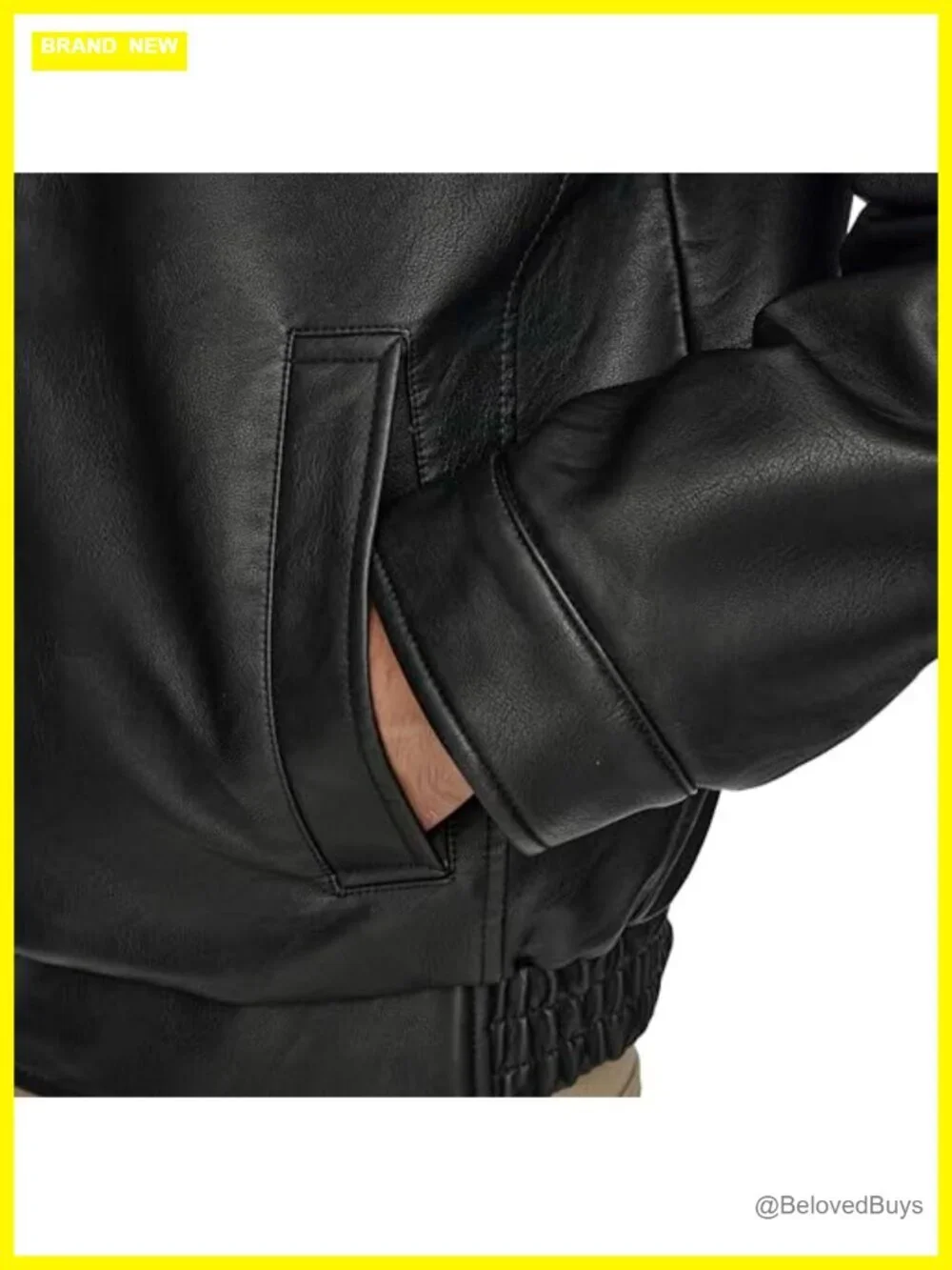 Faux Leather Jacket, Men's, Long Sleeve, Quilted Silhouette, Zip Front